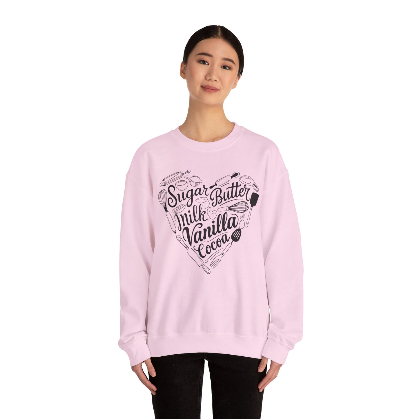 Baking Love Unisex Sweatshirt | Sugar Butter Milk Vanilla Cocoa Design