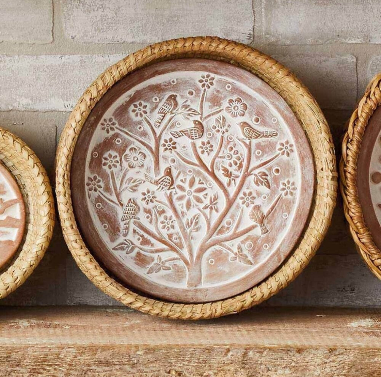 Breadwarmer Birds/flowers with Terracota Stone.