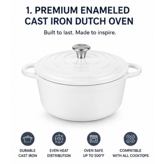Premium Enameled Cast Iron Dutch Oven – Durable, Versatile & Beautiful
