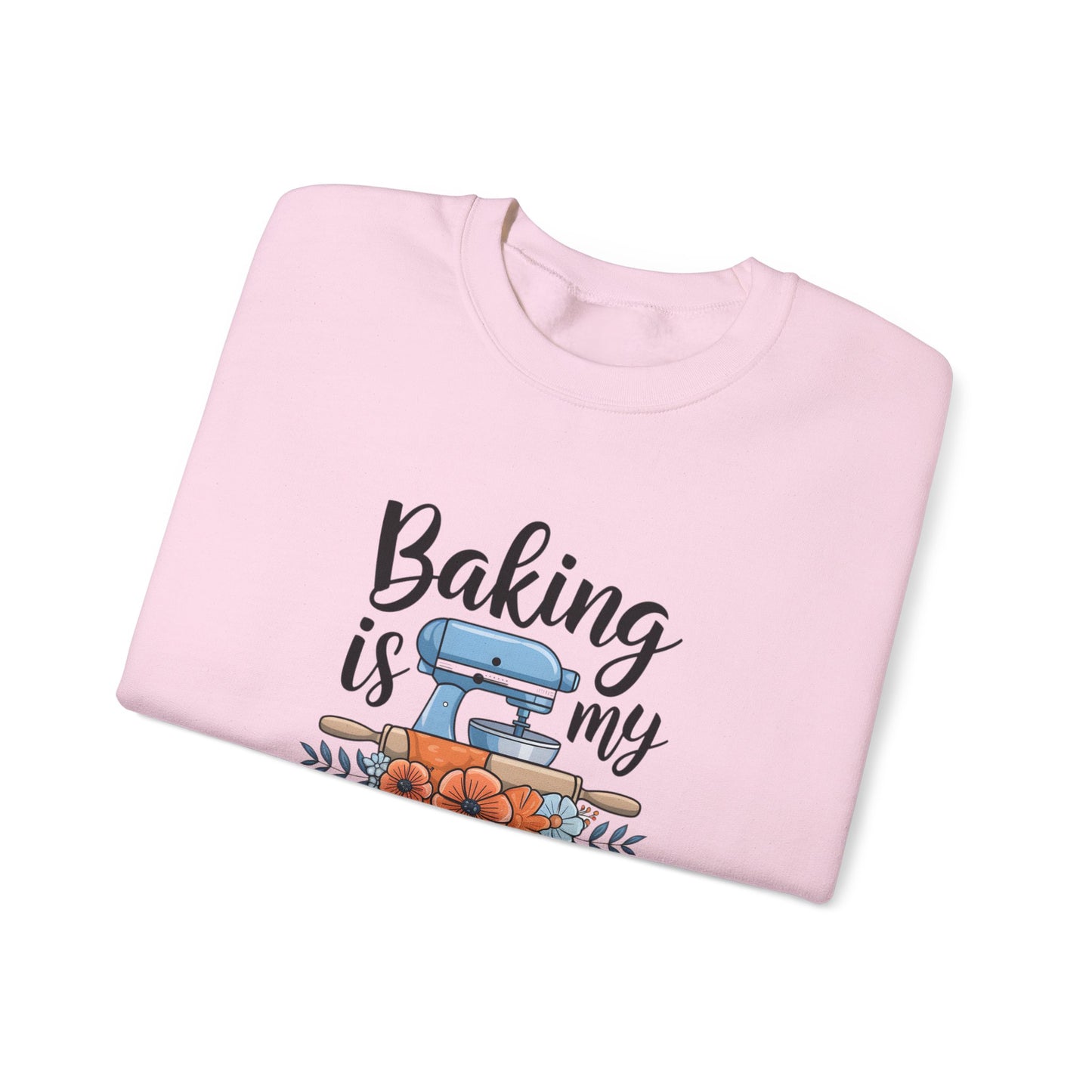 Baking is My Therapy Unisex Crewneck Sweatshirt - Cozy & Inspirational Gift for Bakers