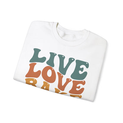 Live Love Bake Unisex Crewneck Sweatshirt - Cozy & Inspirational Baking Apparel