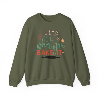 Life Is What You Bake It Unisex Crewneck Sweatshirt - Cozy Baking Apparel for Food Lovers