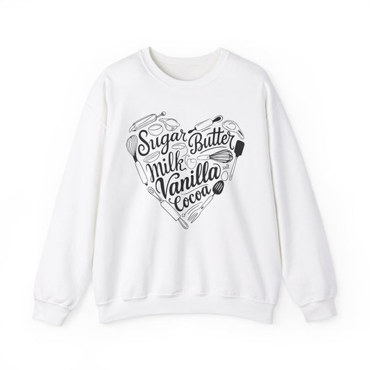 Baking Love Unisex Sweatshirt | Sugar Butter Milk Vanilla Cocoa Design