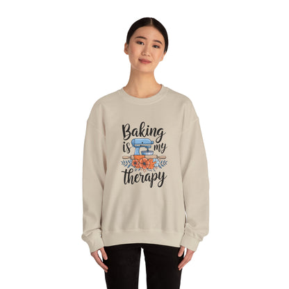 Baking is My Therapy Unisex Crewneck Sweatshirt - Cozy & Inspirational Gift for Bakers