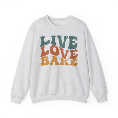 Live Love Bake Unisex Crewneck Sweatshirt - Cozy & Inspirational Baking Apparel