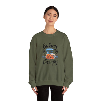 Baking is My Therapy Unisex Crewneck Sweatshirt - Cozy & Inspirational Gift for Bakers