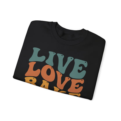 Live Love Bake Unisex Crewneck Sweatshirt - Cozy & Inspirational Baking Apparel