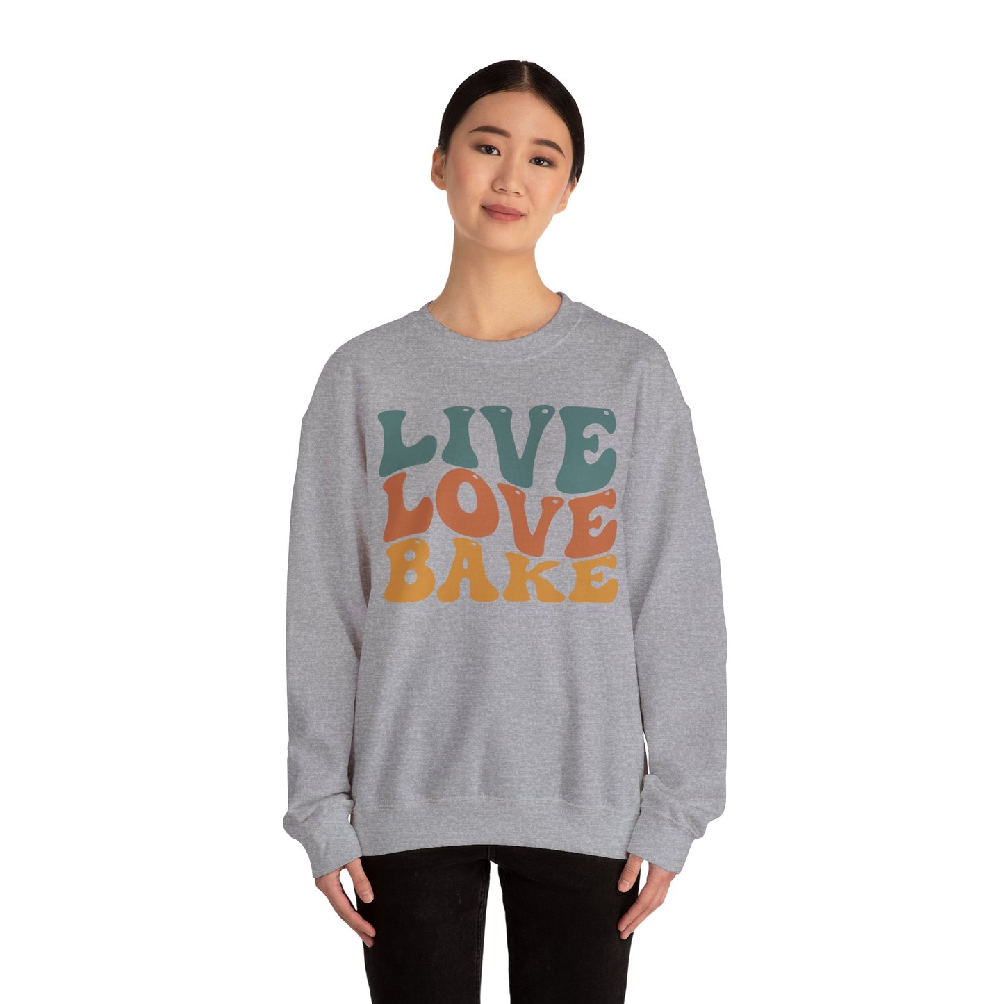 Live Love Bake Unisex Crewneck Sweatshirt - Cozy & Inspirational Baking Apparel