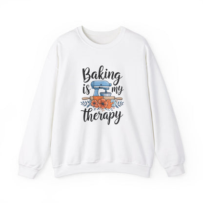 Baking is My Therapy Unisex Crewneck Sweatshirt - Cozy & Inspirational Gift for Bakers