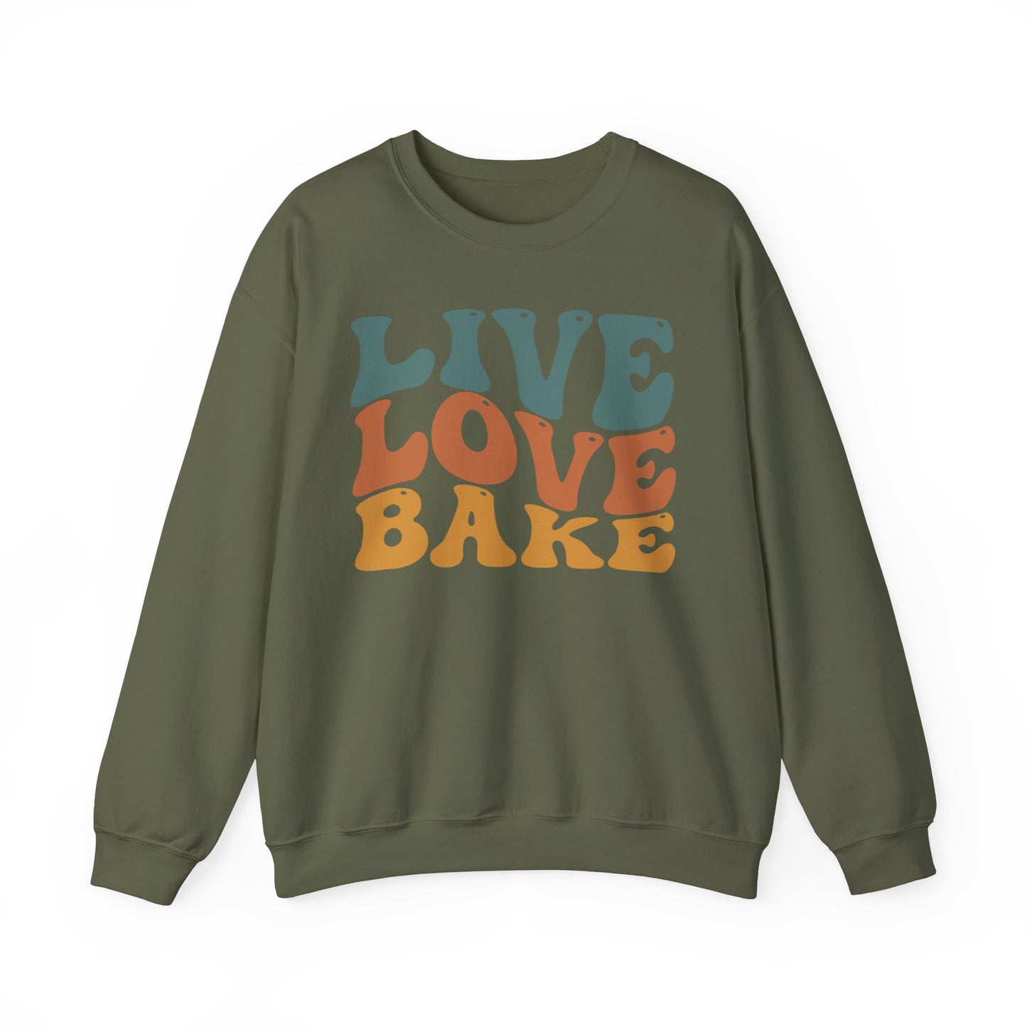 Live Love Bake Unisex Crewneck Sweatshirt - Cozy & Inspirational Baking Apparel