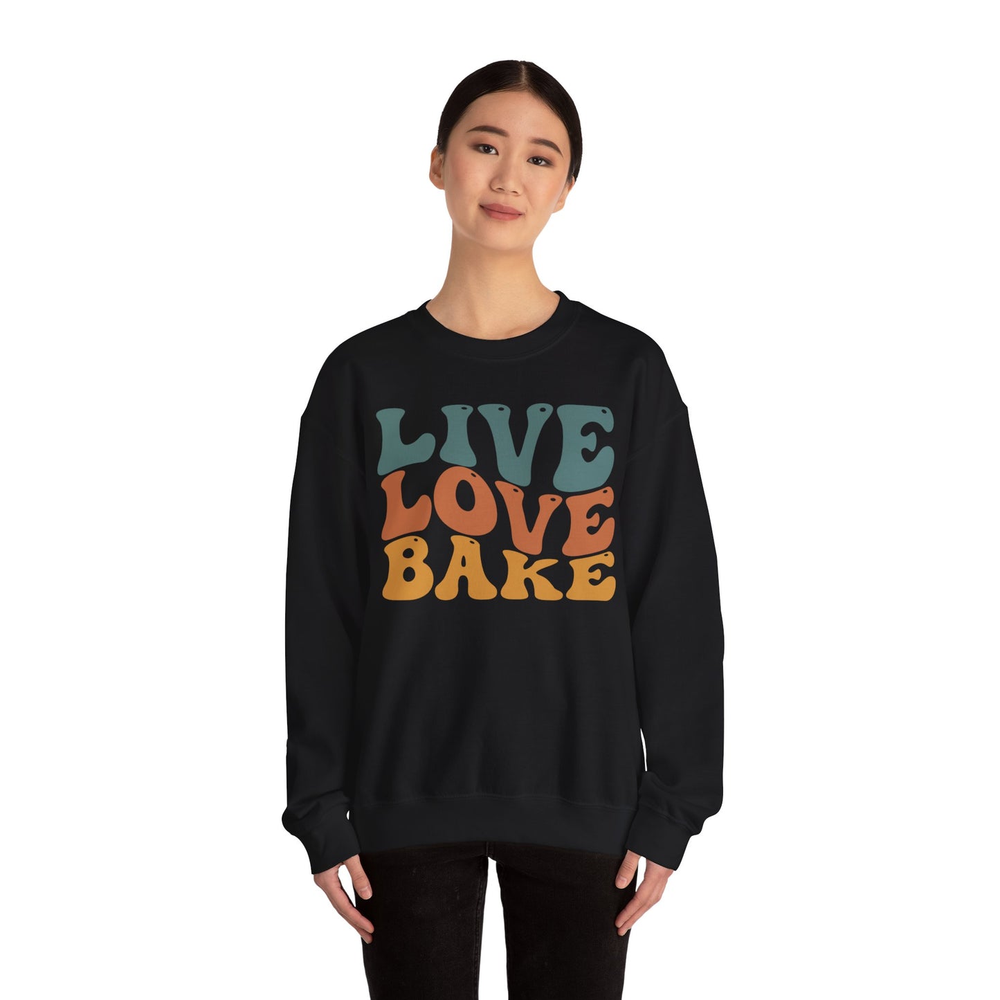 Live Love Bake Unisex Crewneck Sweatshirt - Cozy & Inspirational Baking Apparel