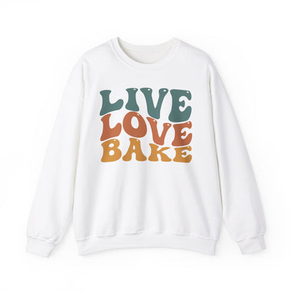 Live Love Bake Unisex Crewneck Sweatshirt - Cozy & Inspirational Baking Apparel