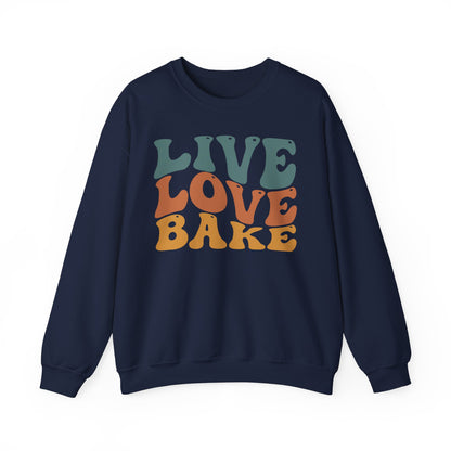 Live Love Bake Unisex Crewneck Sweatshirt - Cozy & Inspirational Baking Apparel