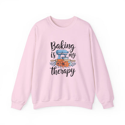 Baking is My Therapy Unisex Crewneck Sweatshirt - Cozy & Inspirational Gift for Bakers