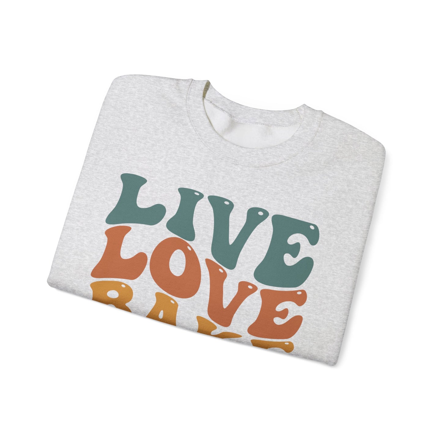 Live Love Bake Unisex Crewneck Sweatshirt - Cozy & Inspirational Baking Apparel