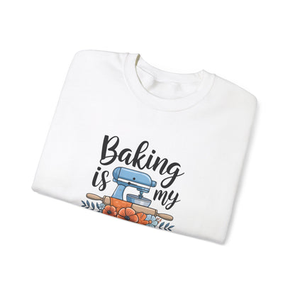 Baking is My Therapy Unisex Crewneck Sweatshirt - Cozy & Inspirational Gift for Bakers