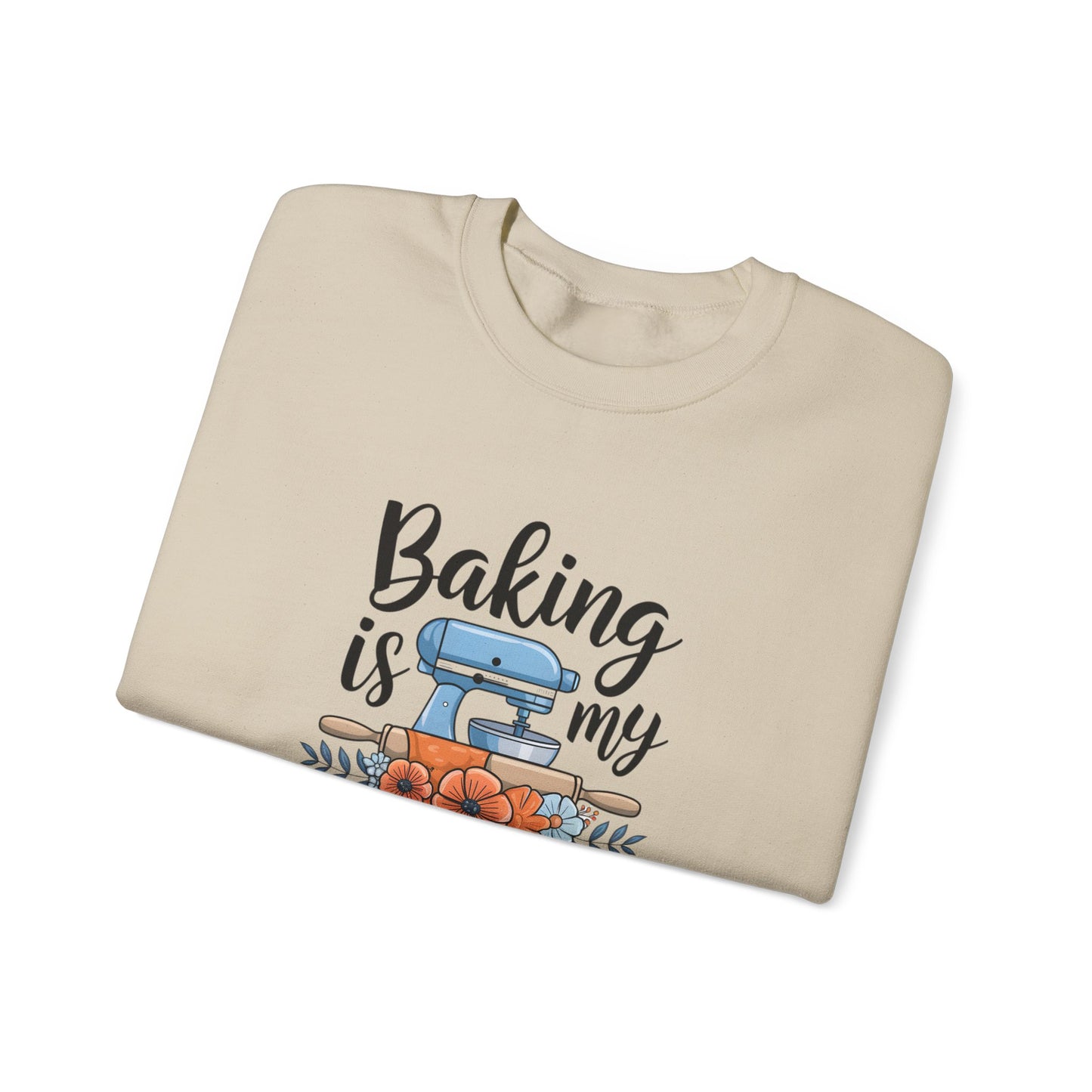 Baking is My Therapy Unisex Crewneck Sweatshirt - Cozy & Inspirational Gift for Bakers