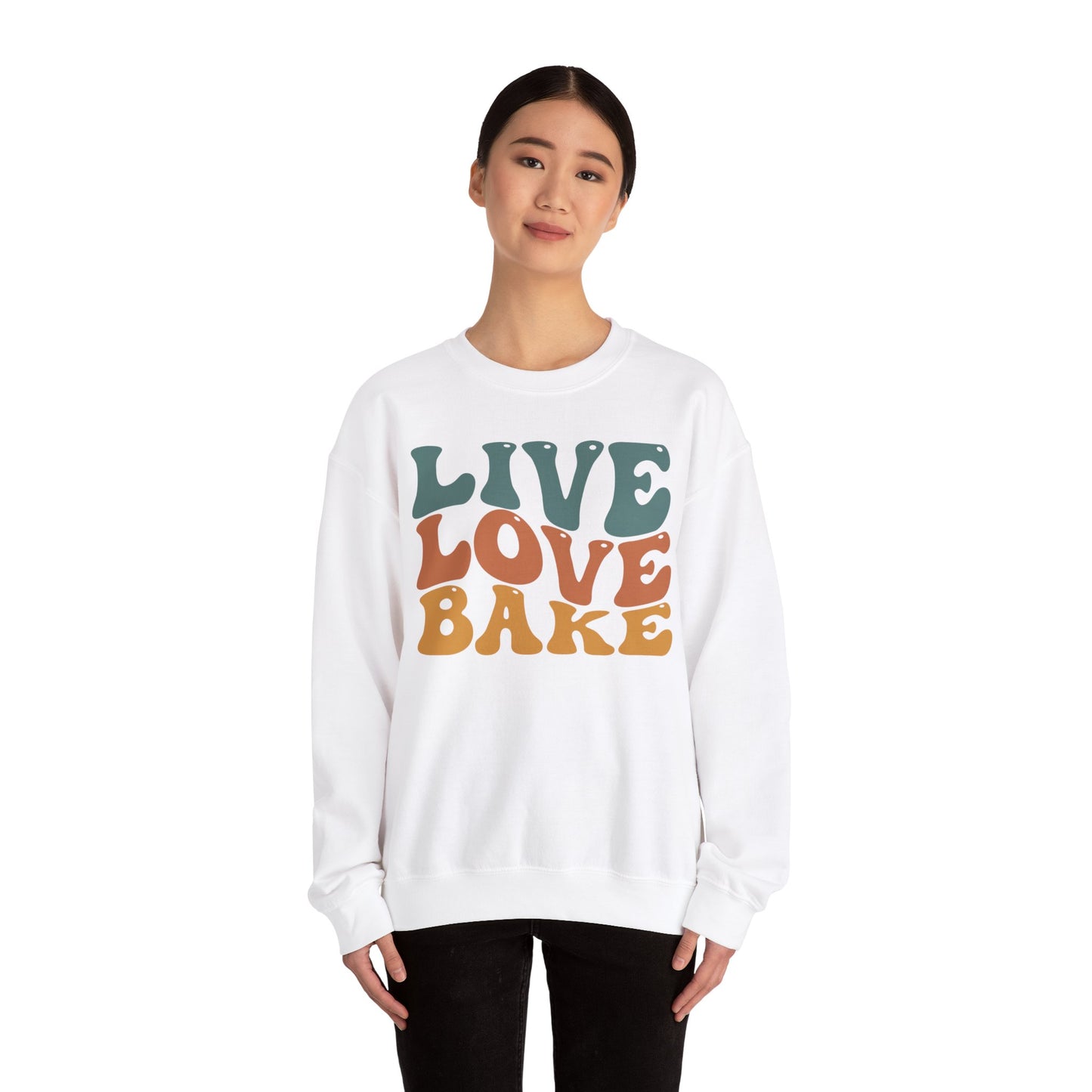 Live Love Bake Unisex Crewneck Sweatshirt - Cozy & Inspirational Baking Apparel