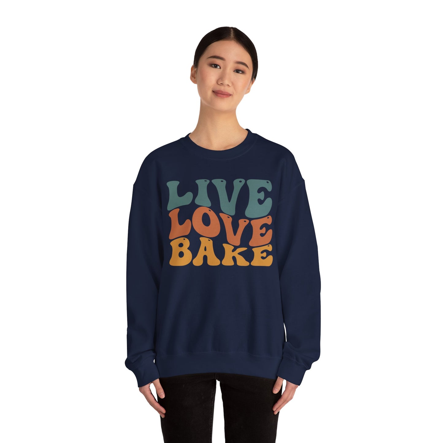 Live Love Bake Unisex Crewneck Sweatshirt - Cozy & Inspirational Baking Apparel