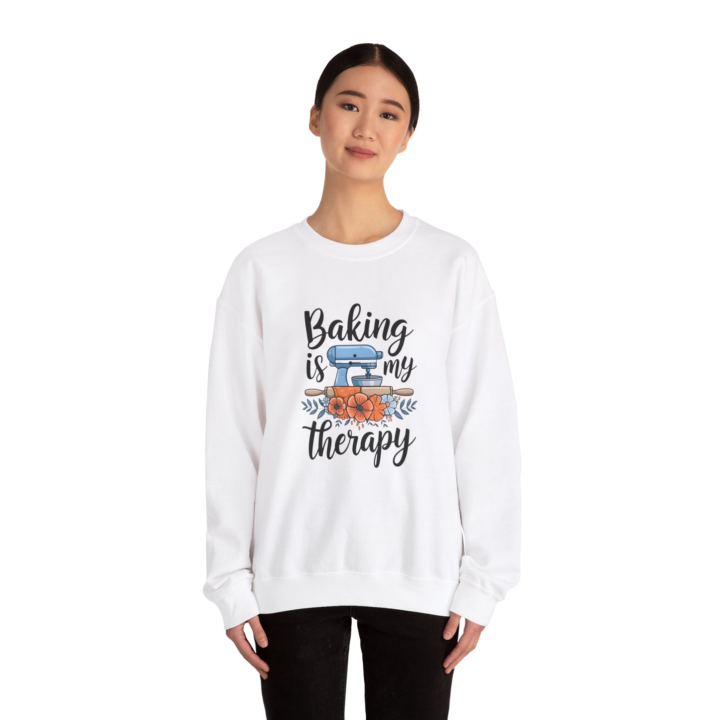 Baking is My Therapy Unisex Crewneck Sweatshirt - Cozy & Inspirational Gift for Bakers