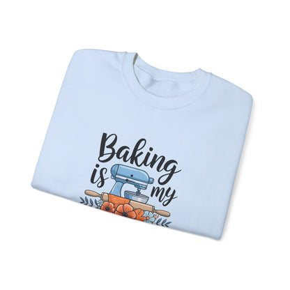 Baking is My Therapy Unisex Crewneck Sweatshirt - Cozy & Inspirational Gift for Bakers