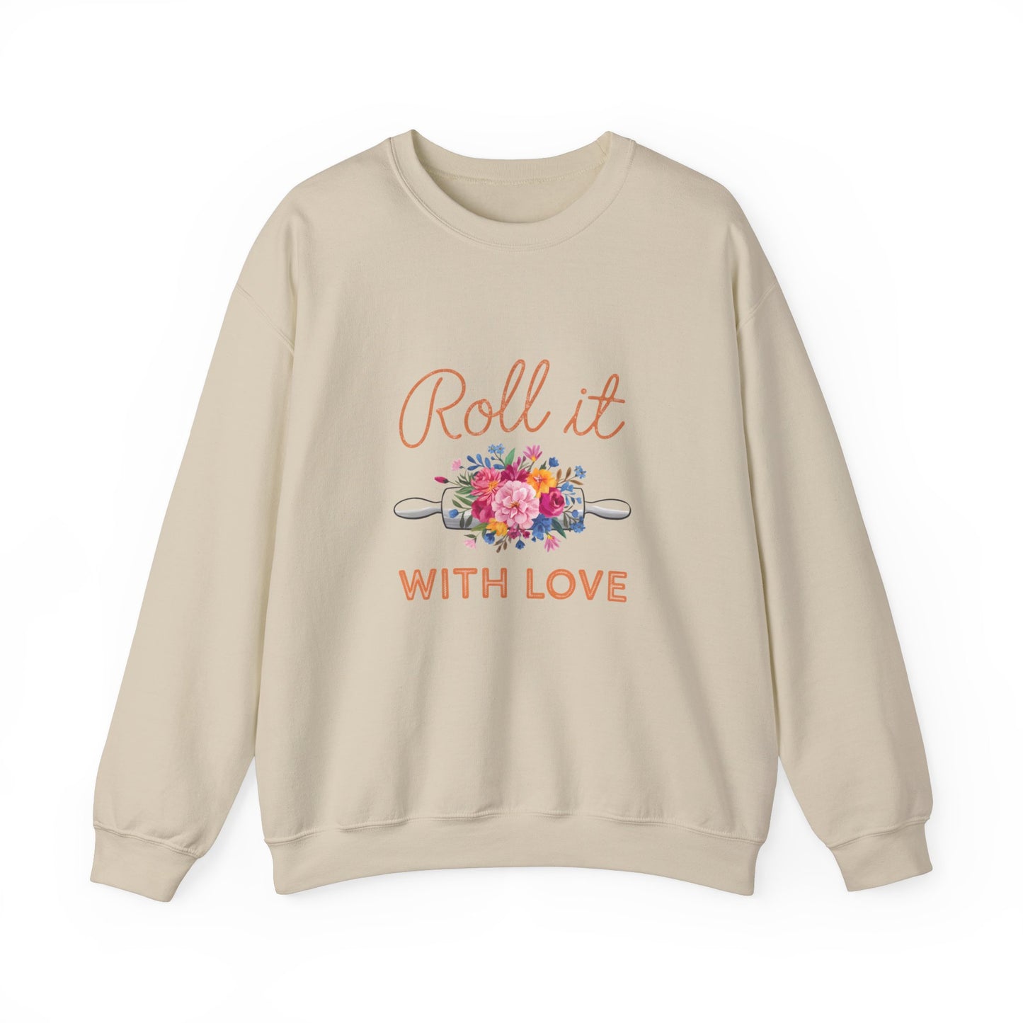 Roll It With Love Unisex Crewneck Sweatshirt - Cozy & Stylish Apparel for Baking Enthusiasts