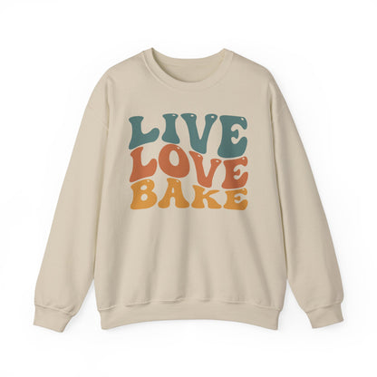 Live Love Bake Unisex Crewneck Sweatshirt - Cozy & Inspirational Baking Apparel