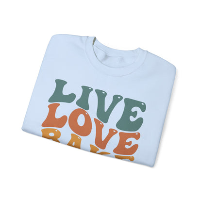 Live Love Bake Unisex Crewneck Sweatshirt - Cozy & Inspirational Baking Apparel