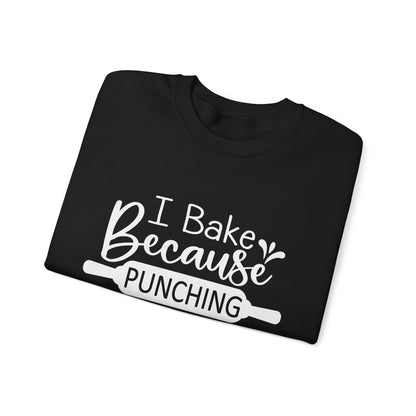 Funny Baking Sweatshirt for Food Lovers - 'I Bake Because Punching People Is Frowned Upon'