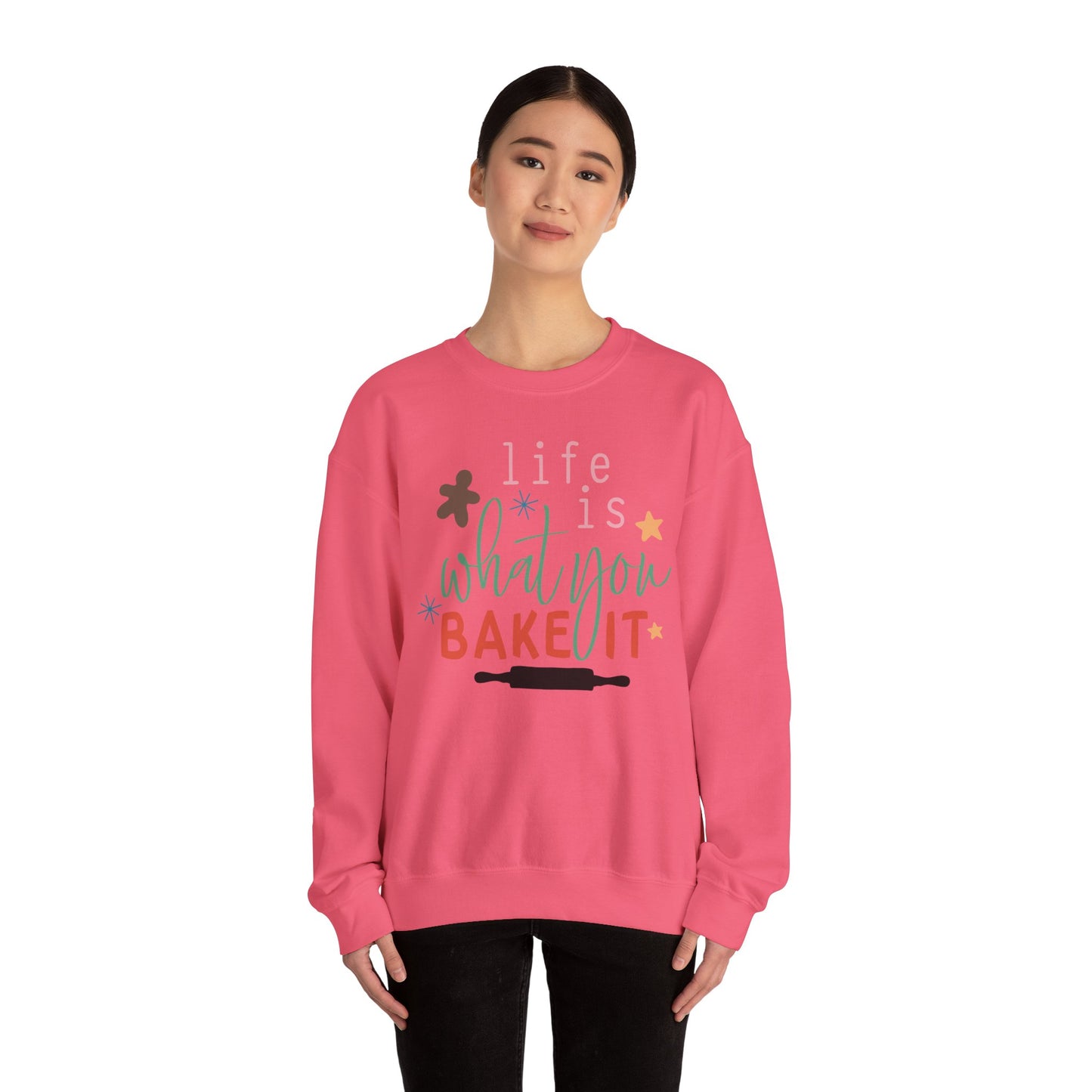 Life Is What You Bake It Unisex Crewneck Sweatshirt - Cozy Baking Apparel for Food Lovers