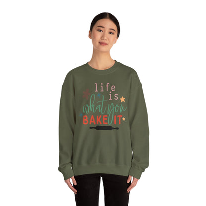 Life Is What You Bake It Unisex Crewneck Sweatshirt - Cozy Baking Apparel for Food Lovers