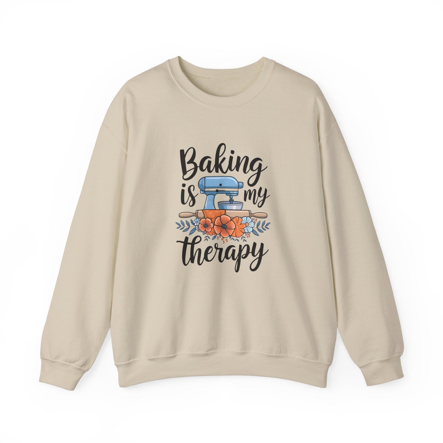 Baking is My Therapy Unisex Crewneck Sweatshirt - Cozy & Inspirational Gift for Bakers