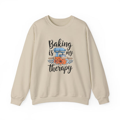 Baking is My Therapy Unisex Crewneck Sweatshirt - Cozy & Inspirational Gift for Bakers