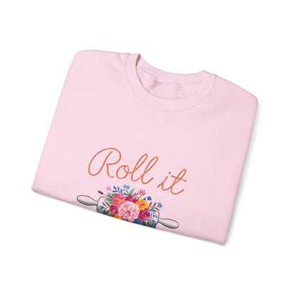 Roll It With Love Unisex Crewneck Sweatshirt - Cozy & Stylish Apparel for Baking Enthusiasts