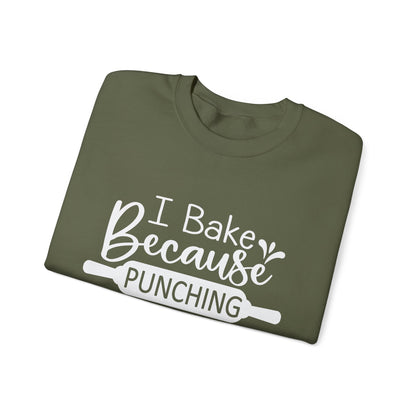 Funny Baking Sweatshirt for Food Lovers - 'I Bake Because Punching People Is Frowned Upon'