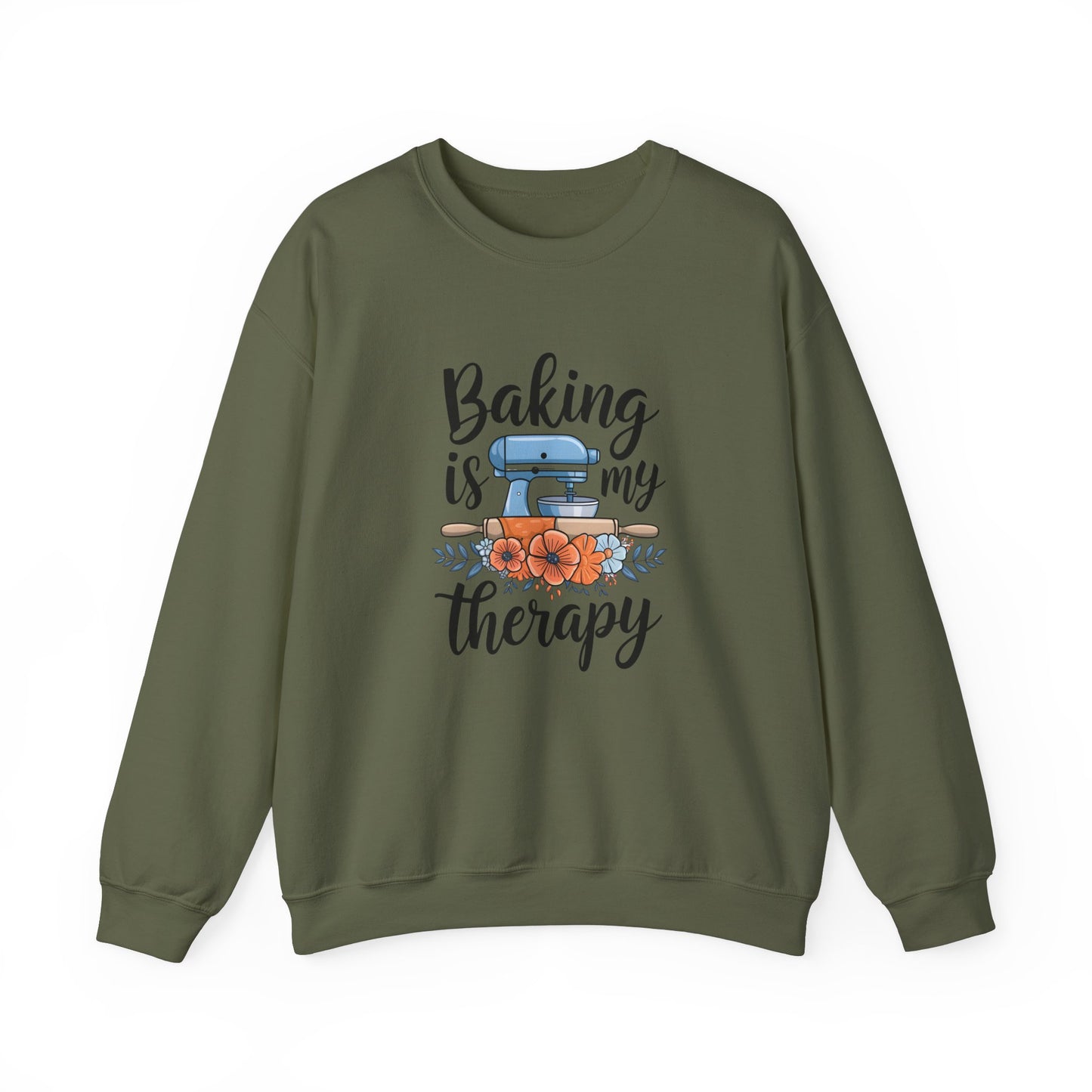 Baking is My Therapy Unisex Crewneck Sweatshirt - Cozy & Inspirational Gift for Bakers