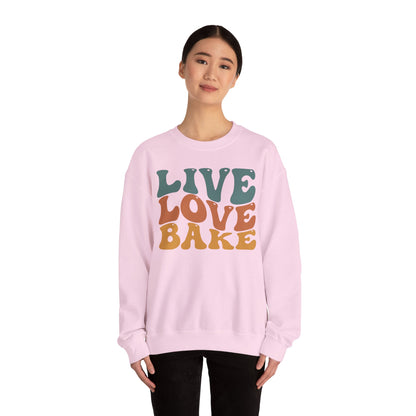 Live Love Bake Unisex Crewneck Sweatshirt - Cozy & Inspirational Baking Apparel