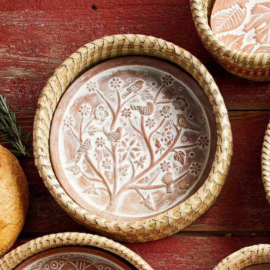 Breadwarmer Birds/flowers with Terracota Stone.