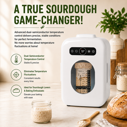 Sourdough Starter Home with Viewing Window – Precise 41°F–122°F Temperature Control, 10L Capacity, Quiet & Energy-Efficient Fermentation Chamber for Perfect Sourdough