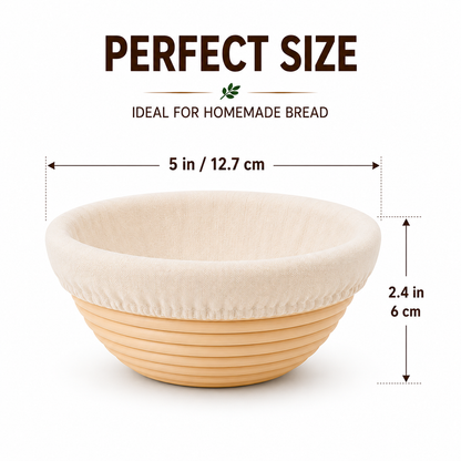 6 Pack 5-Inch Banneton Bread Proofing Baskets with Cotton Liners – Natural Rattan Sourdough Proofing Bowls for Artisan Bread Baking