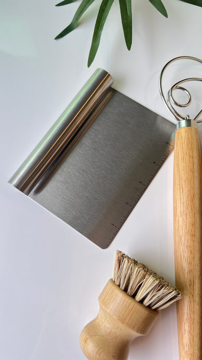 Stainless Steel Dough Scraper With Wood Handle by STIR