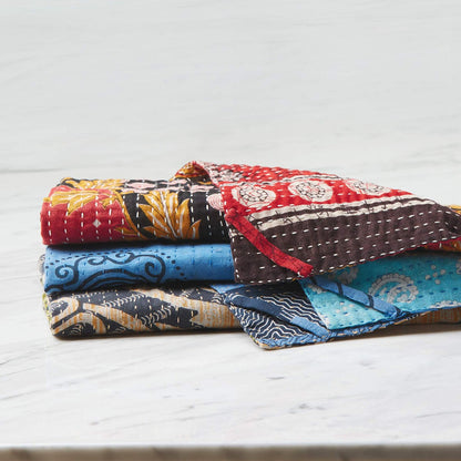 Mantha's Dish Towels Set of 3 double hand-woven 100 % handmade, Made from recycled Cotton saris.