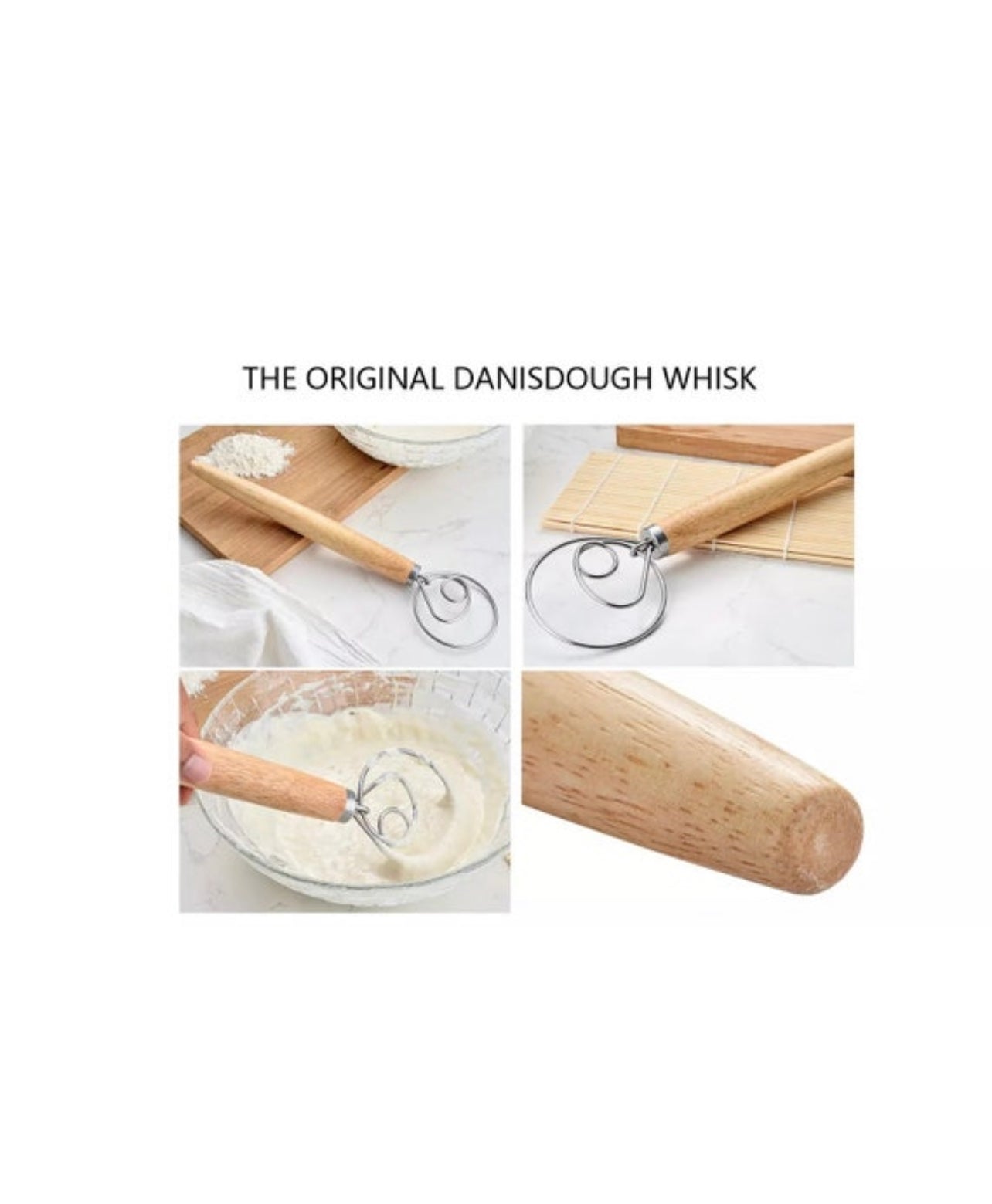 Danish Dough Whisk Dutch Bread Whisk Hook Danish Dough Hook Bread Dough  Mixer Hand Bread Dough Whisk For Pastry Large Stainless Steel Swedish Whisk